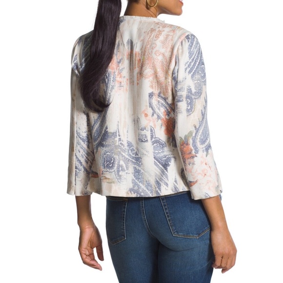 Chico’s Paisley Open front jacket with Fringe trim Size S - Picture 7 of 9